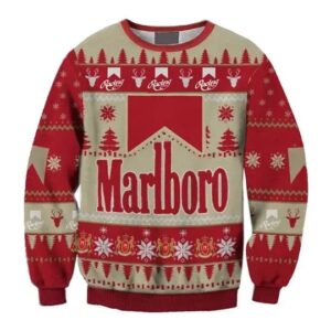 Unisex Marlboro Print Party Gifts For Family Holiday Christmas Ugly Sweater