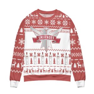 Vodka Smirnoff Red Label Logo Gifts For Family Holiday Christmas Ugly Sweater