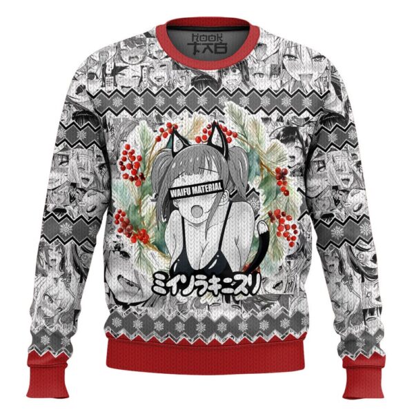 Waifu Material Ahegao Best Holiday Christmas Ugly Sweater Gifts For Family