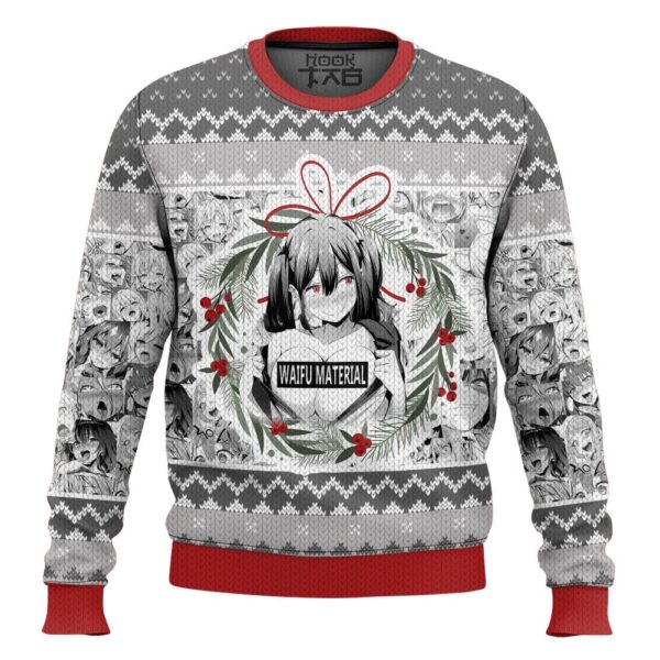 Waifu Material Christmas Best Holiday Christmas Ugly Sweater Gifts For Family