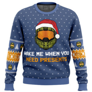 Wake Me When You Need Presents Halo Gifts For Family Holiday Christmas Ugly Sweater