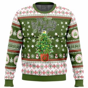 Weed Lit This Year Gifts For Family Holiday Christmas Ugly Sweater