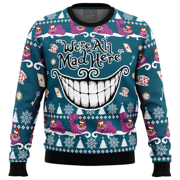 We’re All Mad Here Alice in Wonderland Gifts For Family Holiday Christmas Ugly Sweater