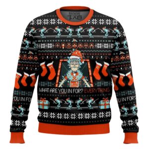 What Are You In For Everything Rick And Morty Best Holiday Christmas Ugly Sweater Gifts For Family