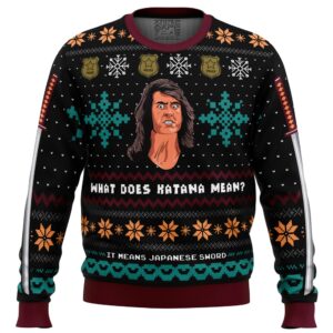 What does Katana mean Samurai Cop Gifts For Family Holiday Christmas Ugly Sweater