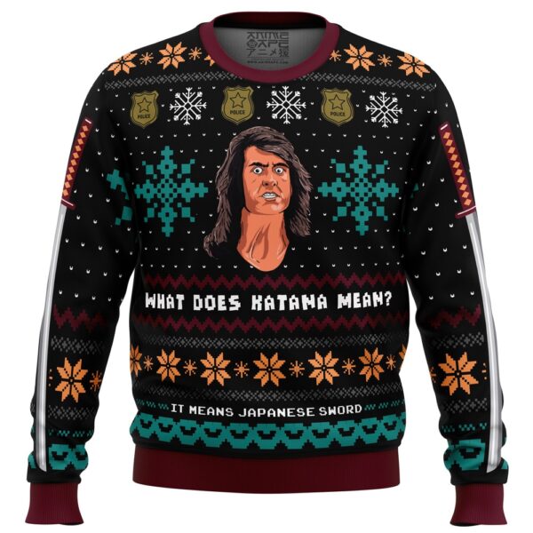 What does Katana mean Samurai Cop Gifts For Family Holiday Christmas Ugly Sweater