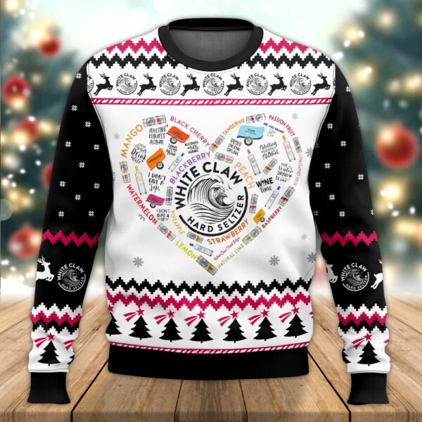 White Claw Heart Best Holiday Christmas Ugly Sweater Gifts For Family