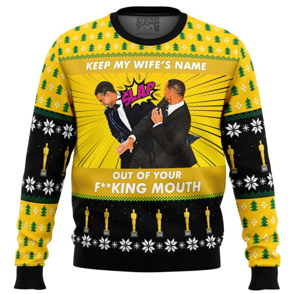 Will Smith Slaps Chris Rock Meme Gifts For Family Holiday Christmas Ugly Sweater