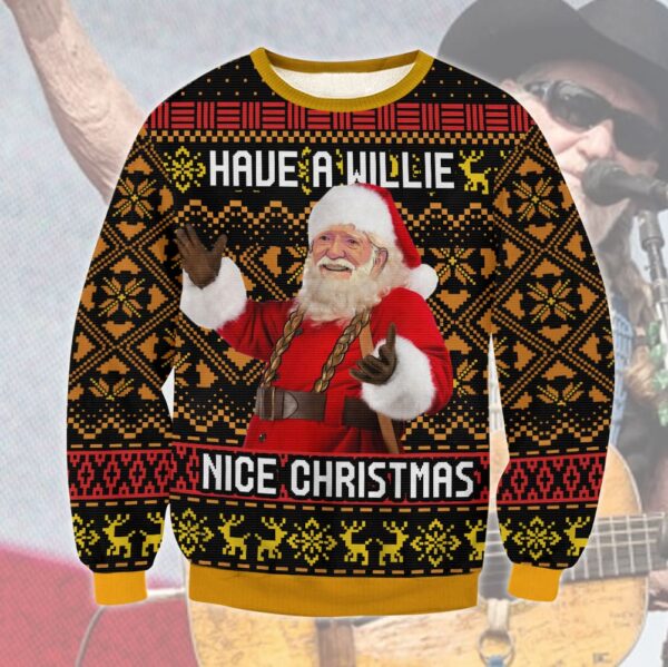 Willie Nelson Have A Willie Nice Christmas Best Holiday Christmas Ugly Sweater Gifts For Family