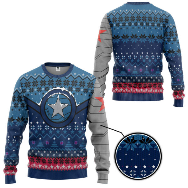 Winter Soldier Star Of Bucky Christmas Custom Best Holiday Christmas Ugly Sweater Gifts For Family