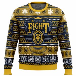 World Of Warcraft Fight for Alliance Gifts For Family Holiday Christmas Ugly Sweater