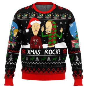 Xmas Rock Beavis and Butthead Gifts For Family Holiday Christmas Ugly Sweater