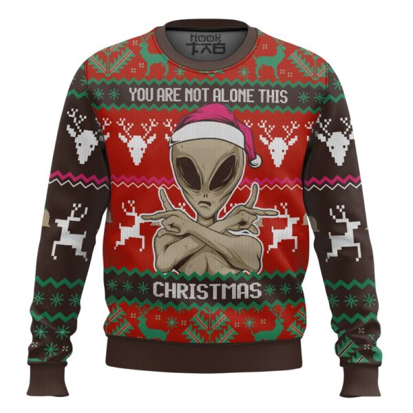 You Are Not Alone This Christmas Alien Best Holiday Christmas Ugly Sweater Gifts For Family