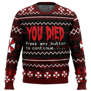 You Died Resident Evil Gifts For Family Holiday Christmas Ugly Sweater