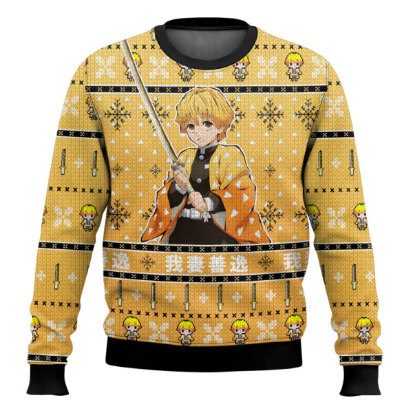 Zenitsu Demon Slayer Gifts For Family Holiday Christmas Ugly Sweater