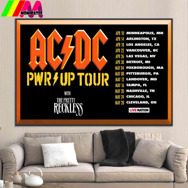 ACDC The Power Up Tour 2025 With Special Guest The Pretty Reckless Home Decor Poster Canvas