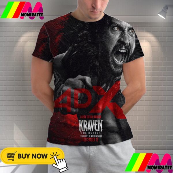 Aaron Taylor-Johnson Kraven The Hunter Official 4DX Poster Release December 13rd 2024 All Over Print Shirt