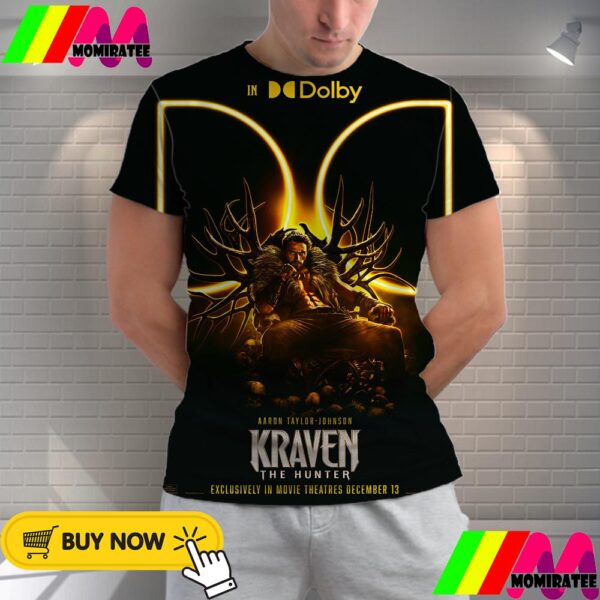 Aaron Taylor-Johnson Kraven The Hunter Official Dolby Cinema Poster Release December 13rd 2024 All Over Print Shirt