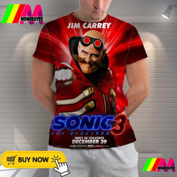 Jim Carrey As Doctor Robotnik In Sonic The Hedgehog 3 Official Poster Release December 20th 2024 All Over Print Shirt