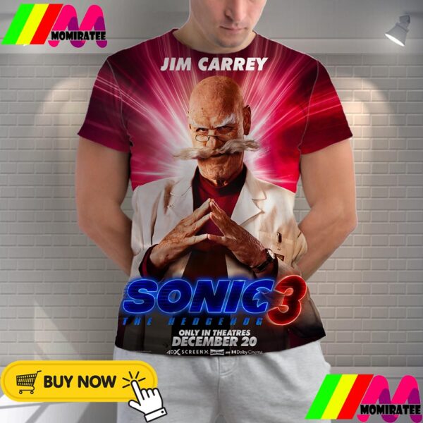 Jim Carrey As Gerald Robotnik In Sonic The Hedgehog 3 Official Poster Release December 20th 2024 All Over Print Shirt