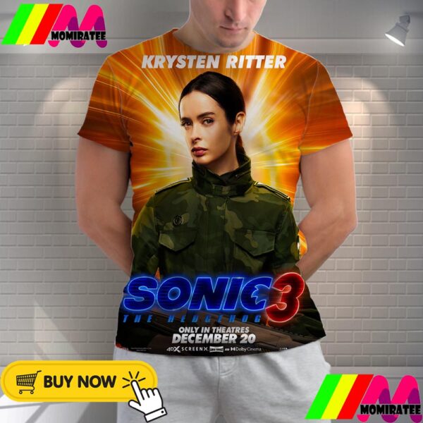 Krysten Ritter As Director Rockwell In Sonic The Hedgehog 3 Official Poster Release December 20th 2024 All Over Print Shirt